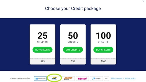 It's easy to use Bancontact to buy ImLive credits