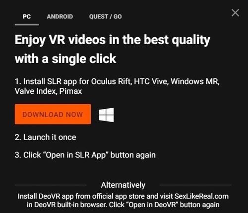 SexLikeReal - How to download SLR app for your PC to watch VR live shows