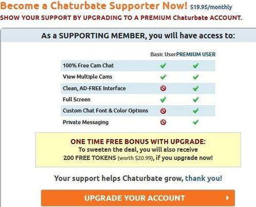 Chaturbate's membership supporter level is a paid-for tier offering free tokens and benefits